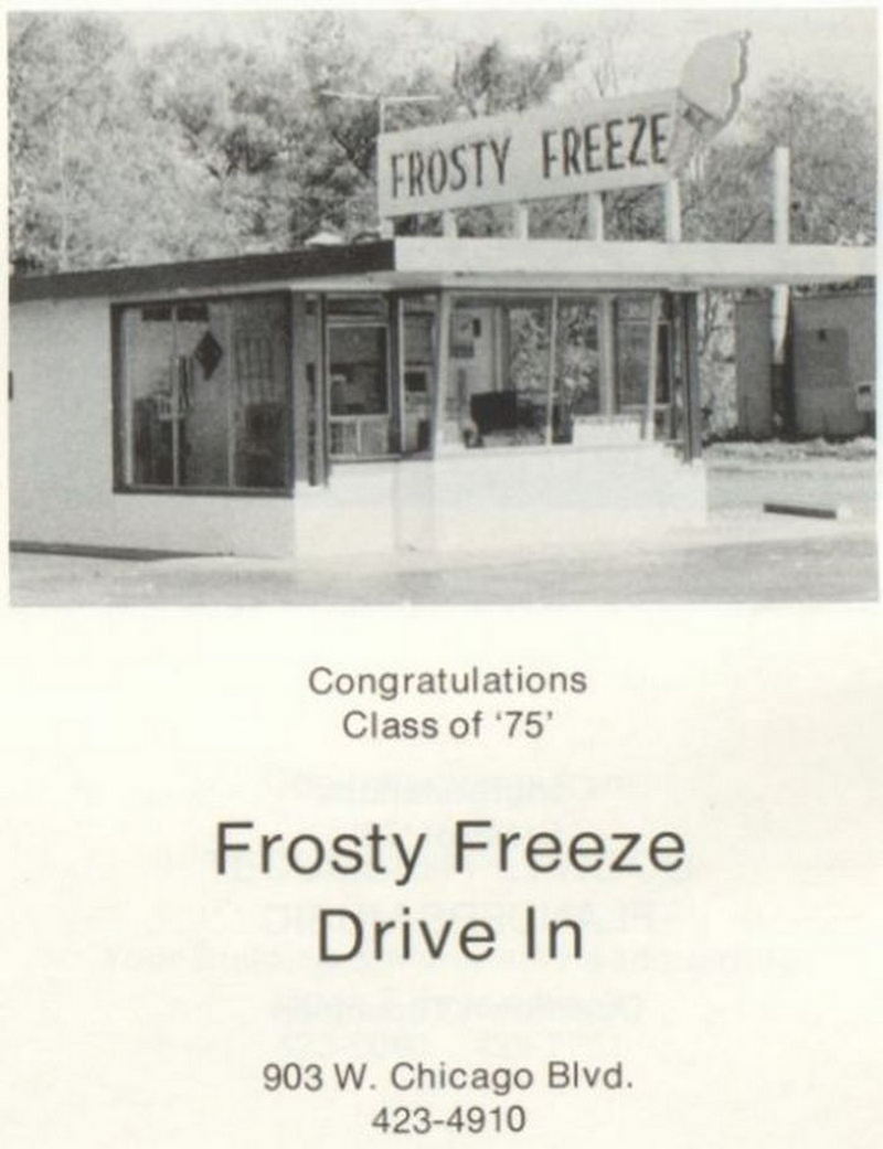 Frosty Freeze Drive-In (Boomers Burgers) - Tecumseh - 903 W Chicago 1 - Yearbook Ad (newer photo)